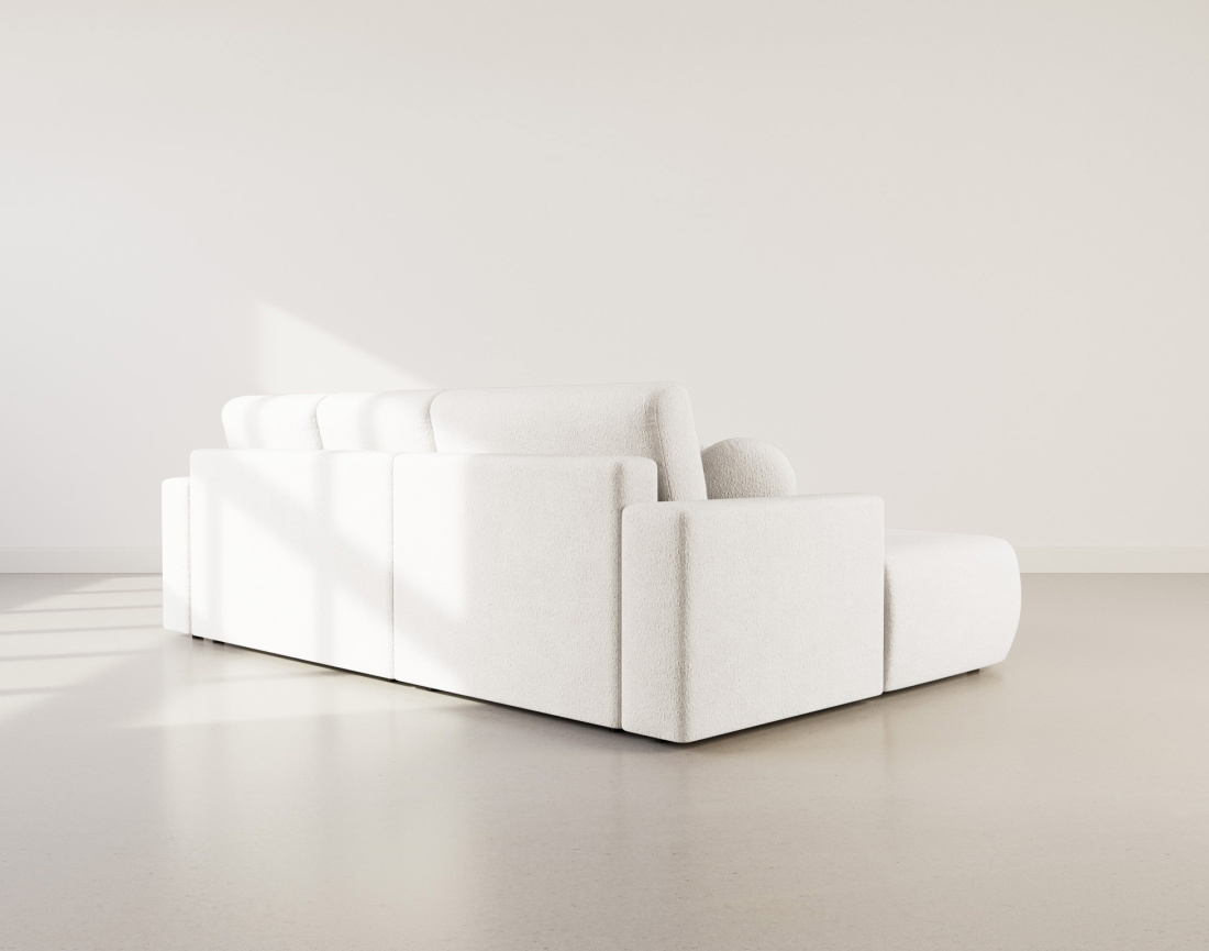 Canapé d'angle gauche 4 places convertible en tissu bouclette Candela