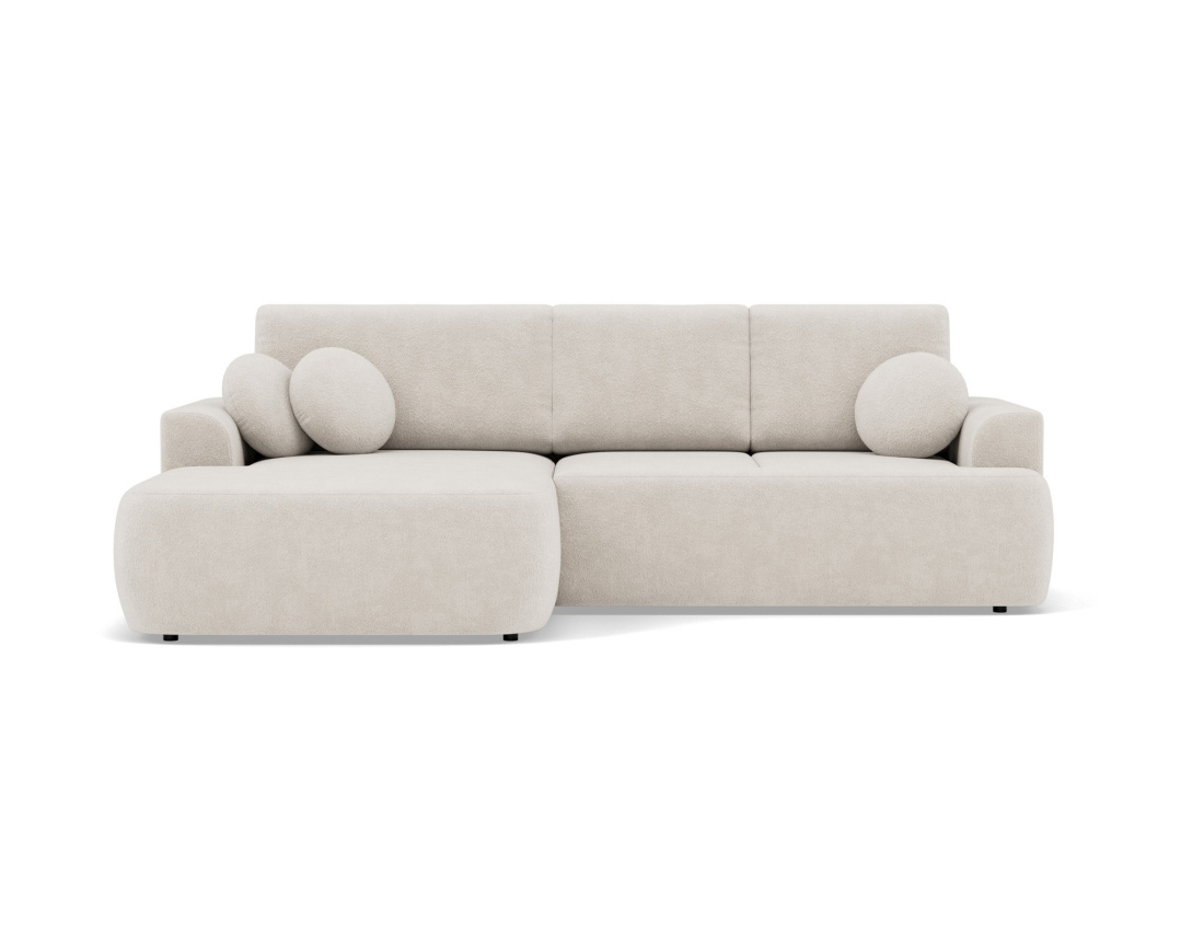 Canapé d'angle gauche 4 places convertible en tissu bouclette Candela