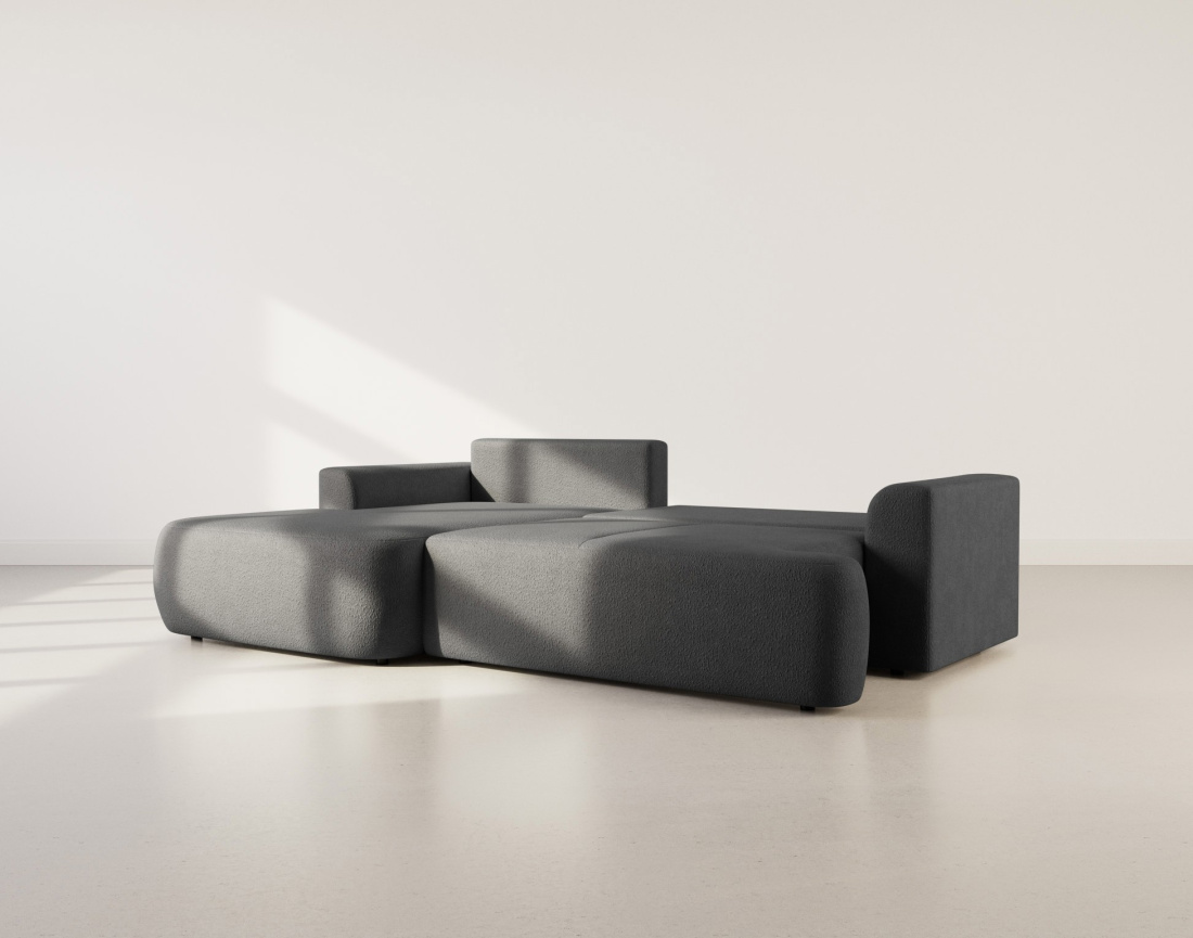 Canapé d'angle gauche 4 places convertible en tissu bouclette Candela