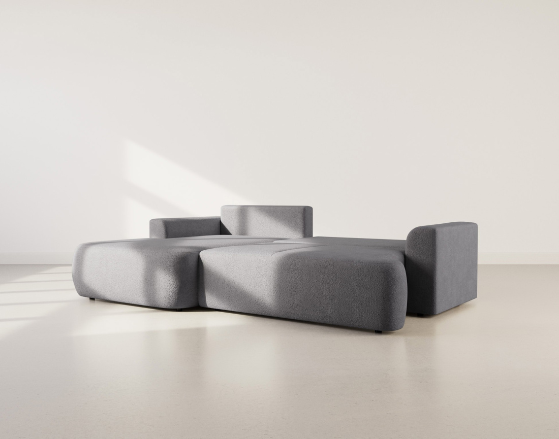 Canapé d'angle gauche 4 places convertible en tissu bouclette Candela