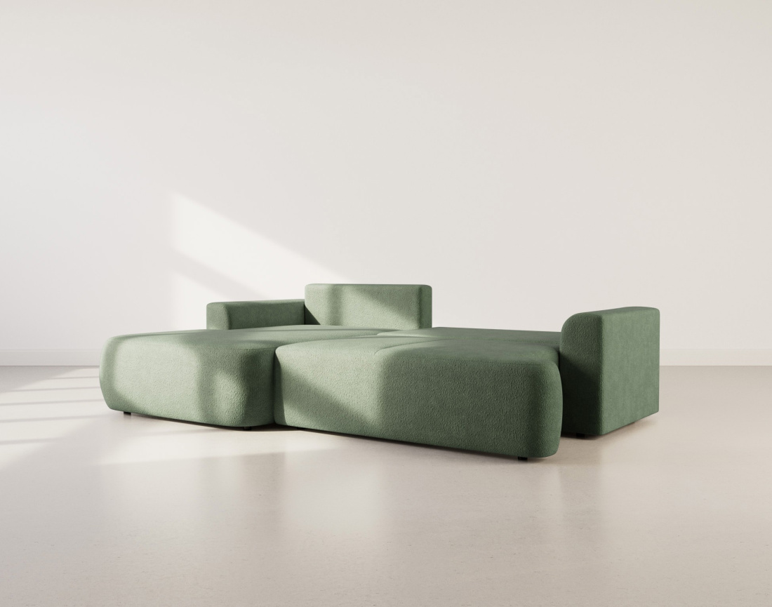 Canapé d'angle gauche 4 places convertible en tissu bouclette Candela