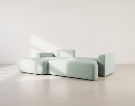 Canapé d'angle gauche 4 places convertible en tissu bouclette Candela