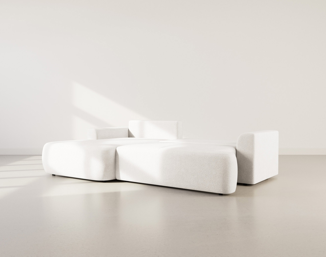 Canapé d'angle gauche 4 places convertible en tissu bouclette Candela