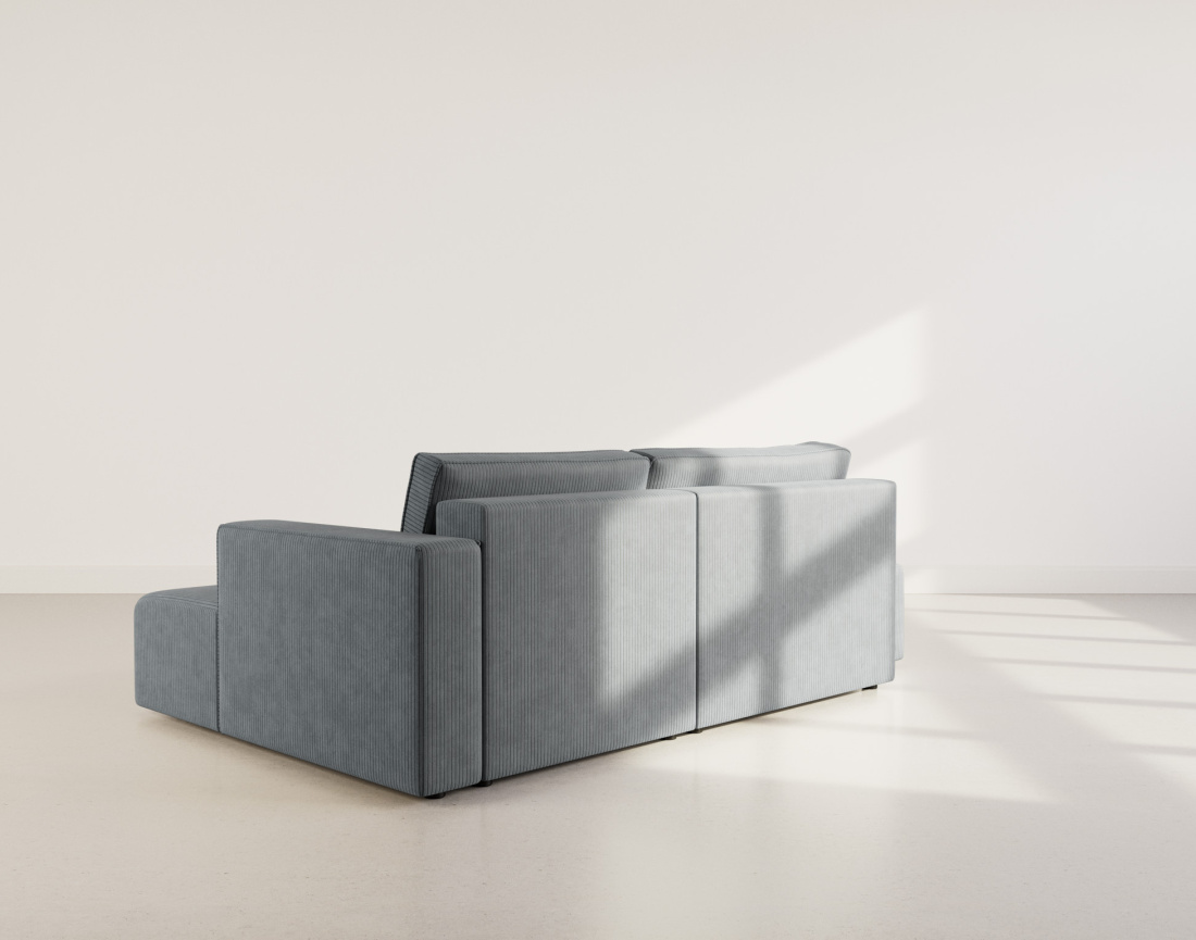 Canapé d'angle droit 4 places convertible avec coffre sans accoudoir en velours côtelé Topaze