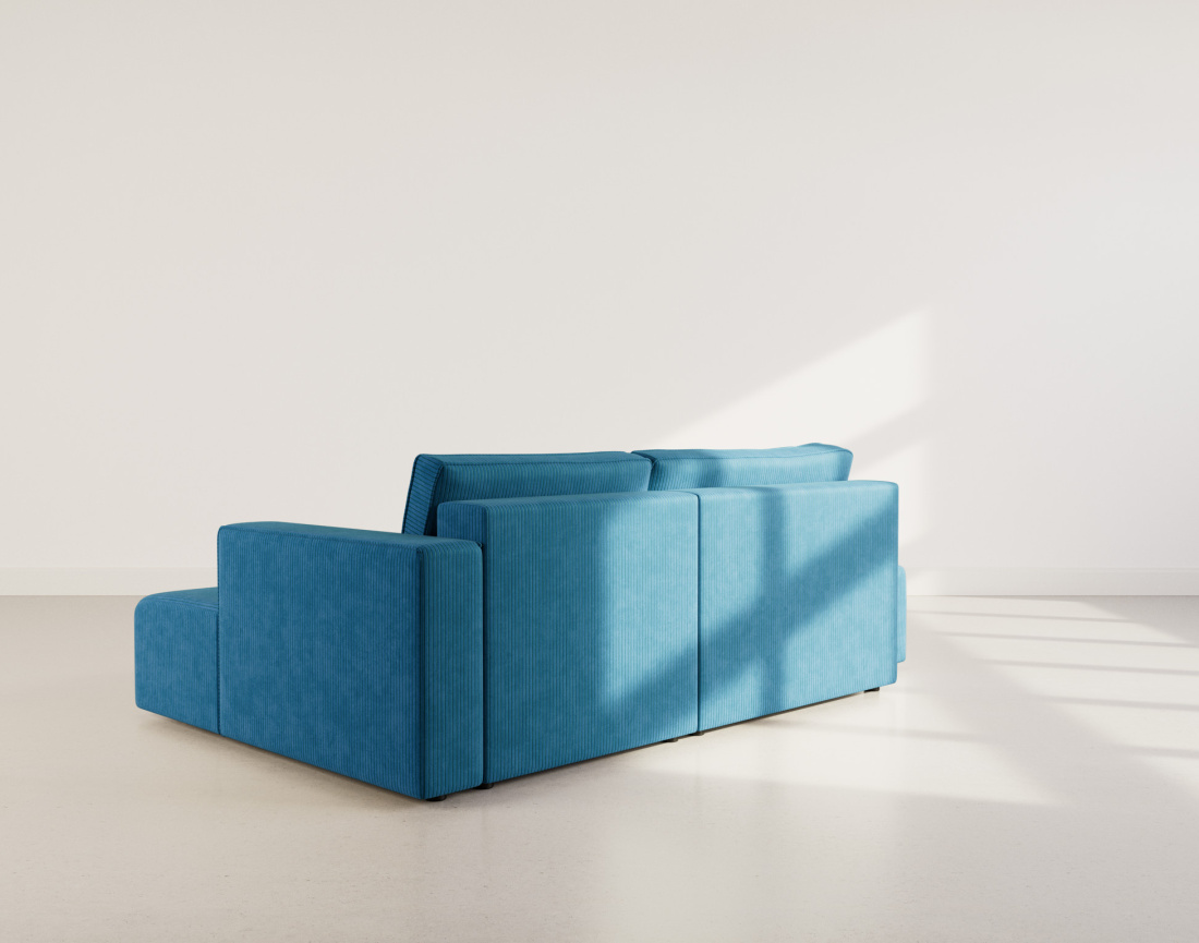 Canapé d'angle droit 4 places convertible avec coffre sans accoudoir en velours côtelé Topaze