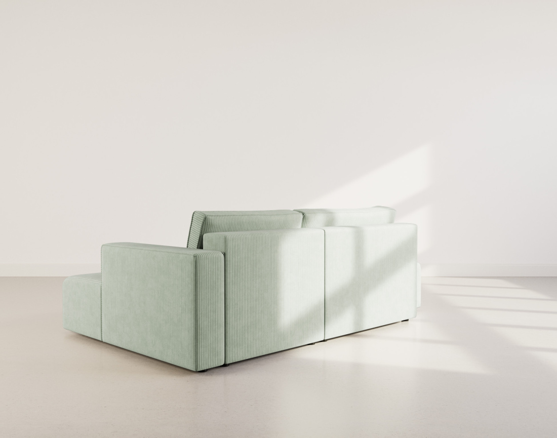 Canapé d'angle droit 4 places convertible avec coffre sans accoudoir en velours côtelé Topaze