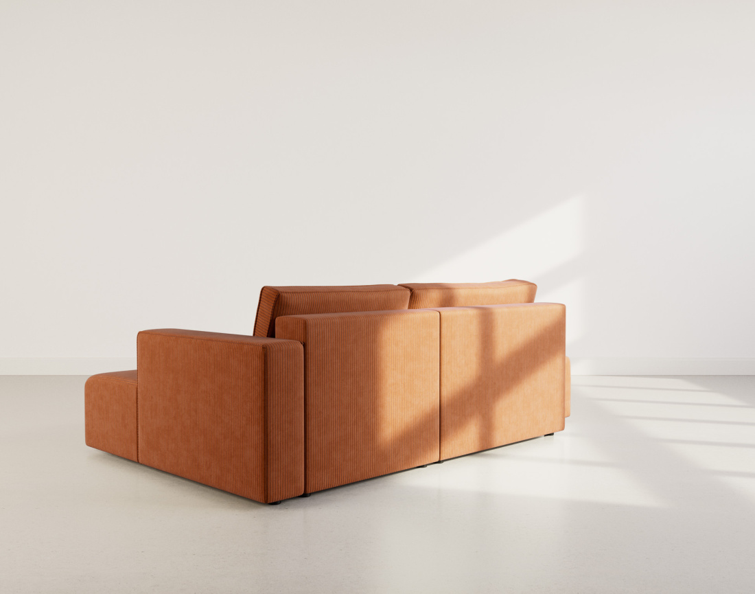 Canapé d'angle droit 4 places convertible avec coffre sans accoudoir en velours côtelé Topaze