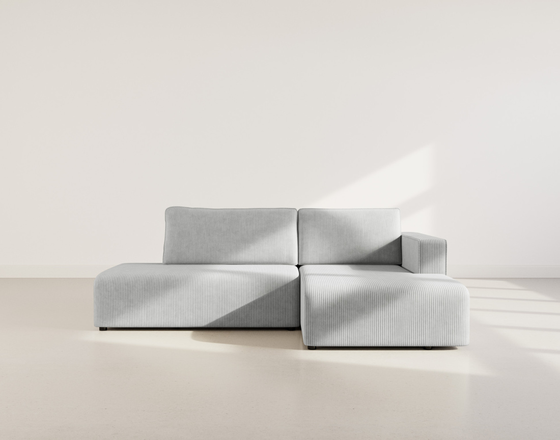 Canapé d'angle droit 4 places convertible avec coffre sans accoudoir en velours côtelé Topaze