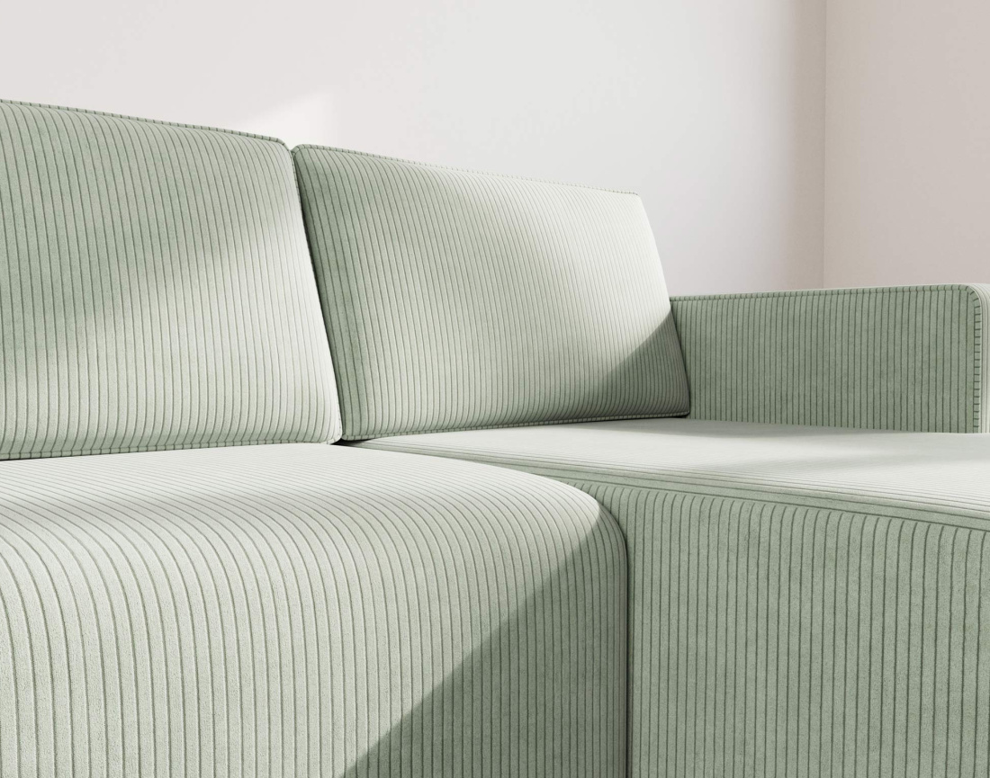 Canapé d'angle droit 4 places convertible avec coffre sans accoudoir en velours côtelé Topaze