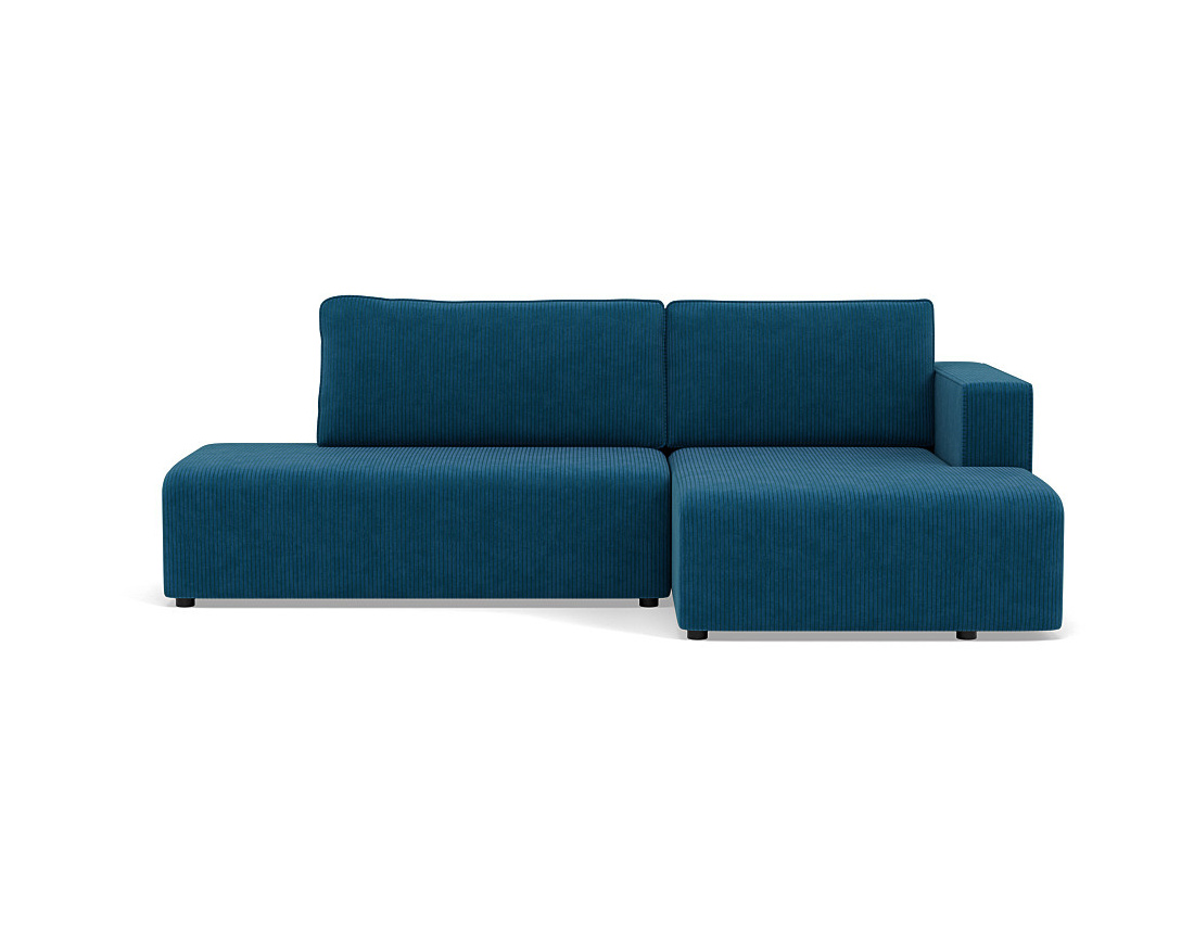Canapé d'angle droit 4 places convertible avec coffre sans accoudoir en velours côtelé Topaze