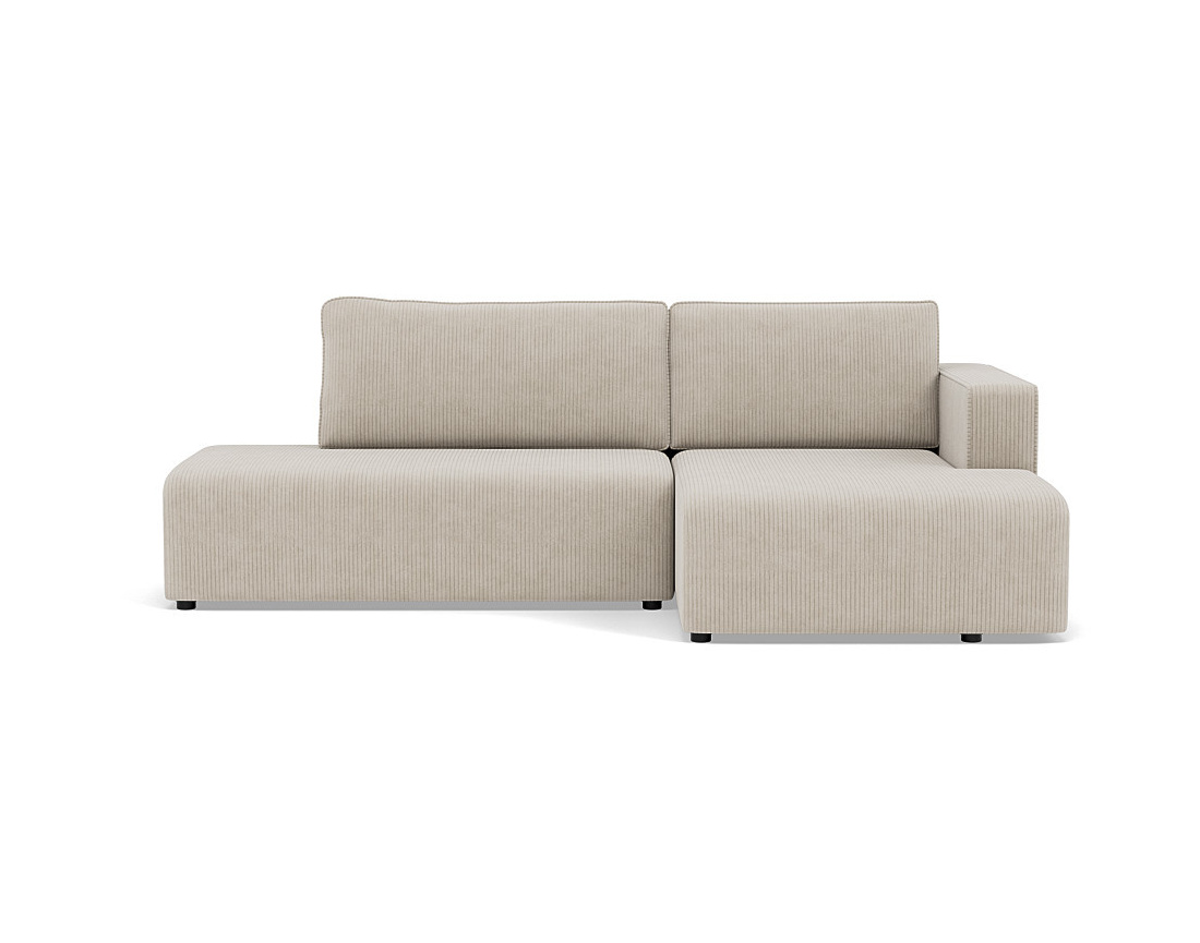 Canapé d'angle droit 4 places convertible avec coffre sans accoudoir en velours côtelé Topaze