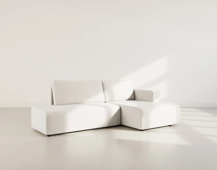 Canapé d'angle droit 4 places convertible avec coffre sans accoudoir en velours côtelé Topaze