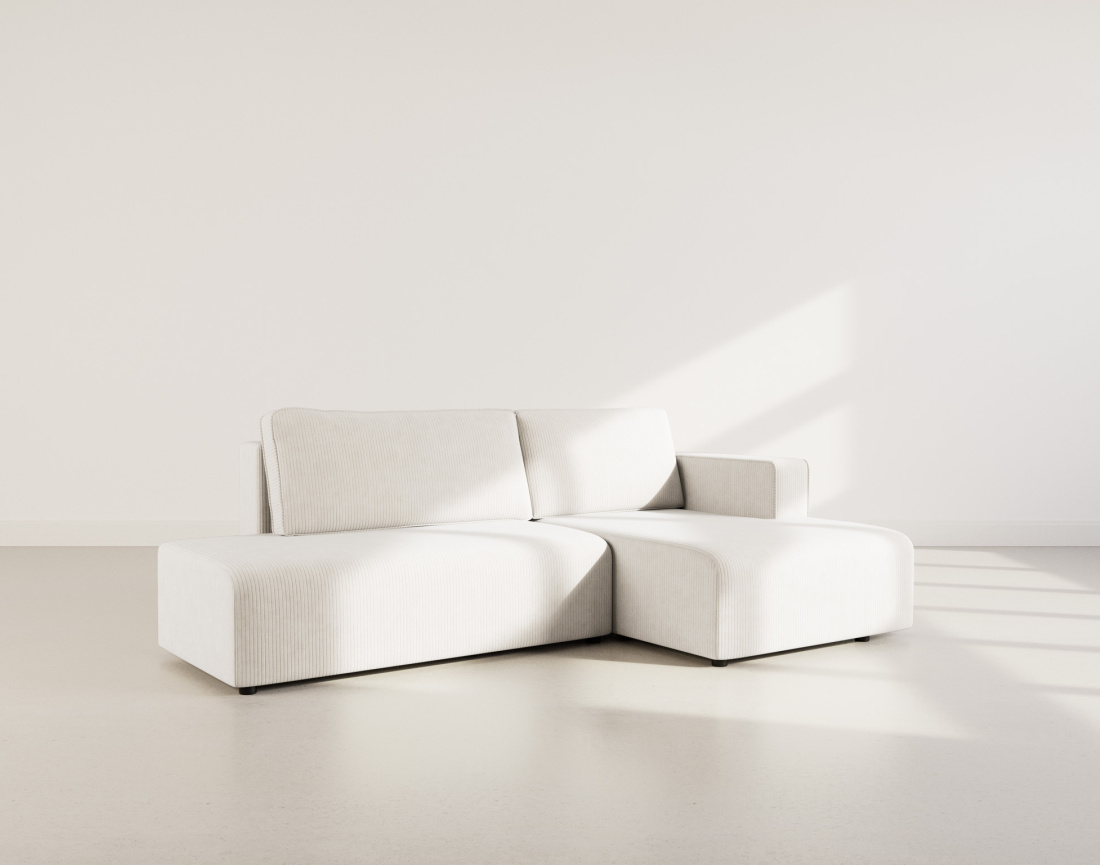 Canapé d'angle droit 4 places convertible avec coffre sans accoudoir en velours côtelé Topaze