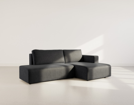 Canapé d'angle droit 4 places convertible avec coffre sans accoudoir en velours côtelé Topaze