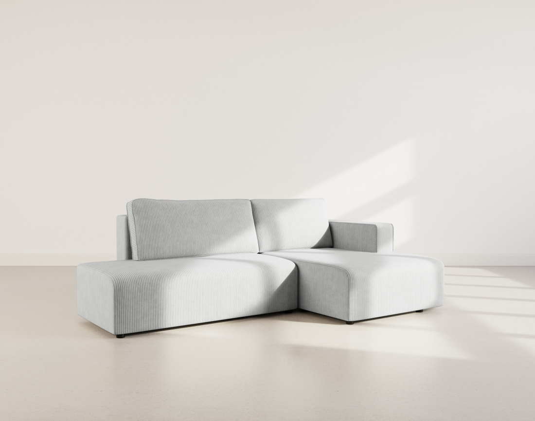 Canapé d'angle droit 4 places convertible avec coffre sans accoudoir en velours côtelé Topaze