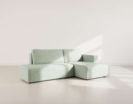 Canapé d'angle droit 4 places convertible avec coffre sans accoudoir en velours côtelé Topaze