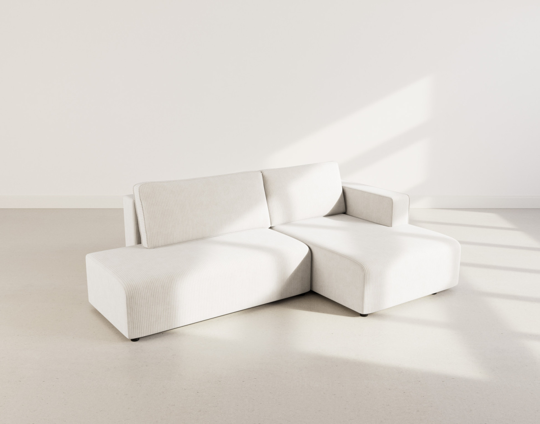 Canapé d'angle droit 4 places convertible avec coffre sans accoudoir en velours côtelé Topaze