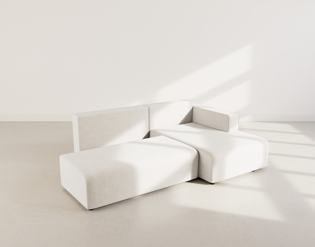 Canapé d'angle droit 4 places convertible avec coffre sans accoudoir en velours côtelé Topaze