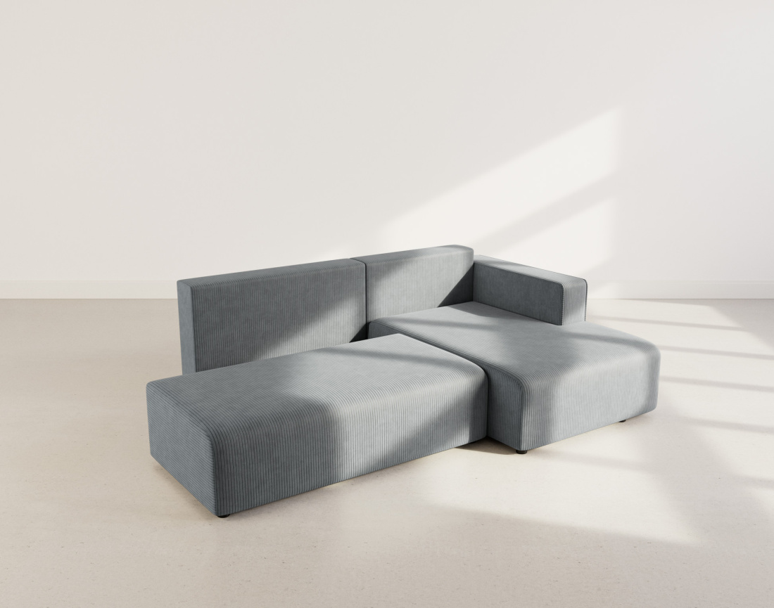 Canapé d'angle droit 4 places convertible avec coffre sans accoudoir en velours côtelé Topaze