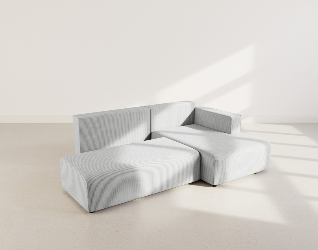 Canapé d'angle droit 4 places convertible avec coffre sans accoudoir en velours côtelé Topaze