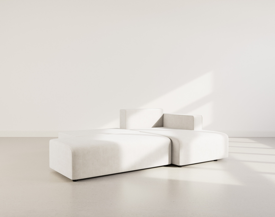 Canapé d'angle droit 4 places convertible avec coffre sans accoudoir en velours côtelé Topaze