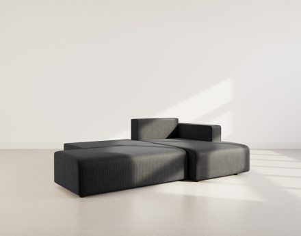 Canapé d'angle droit 4 places convertible avec coffre sans accoudoir en velours côtelé Topaze