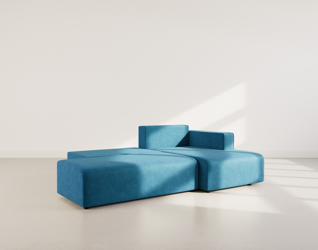 Canapé d'angle droit 4 places convertible avec coffre sans accoudoir en velours côtelé Topaze