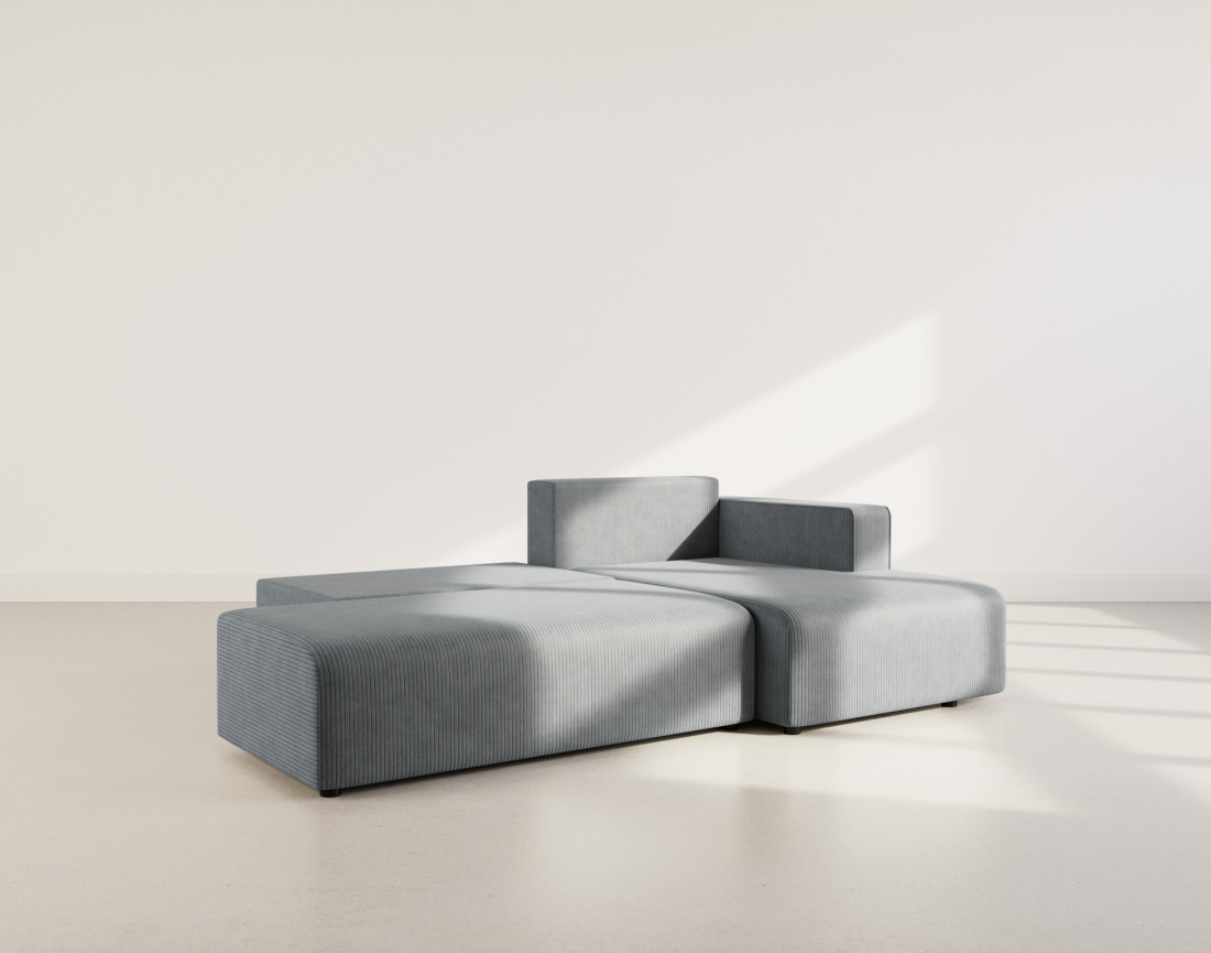 Canapé d'angle droit 4 places convertible avec coffre sans accoudoir en velours côtelé Topaze