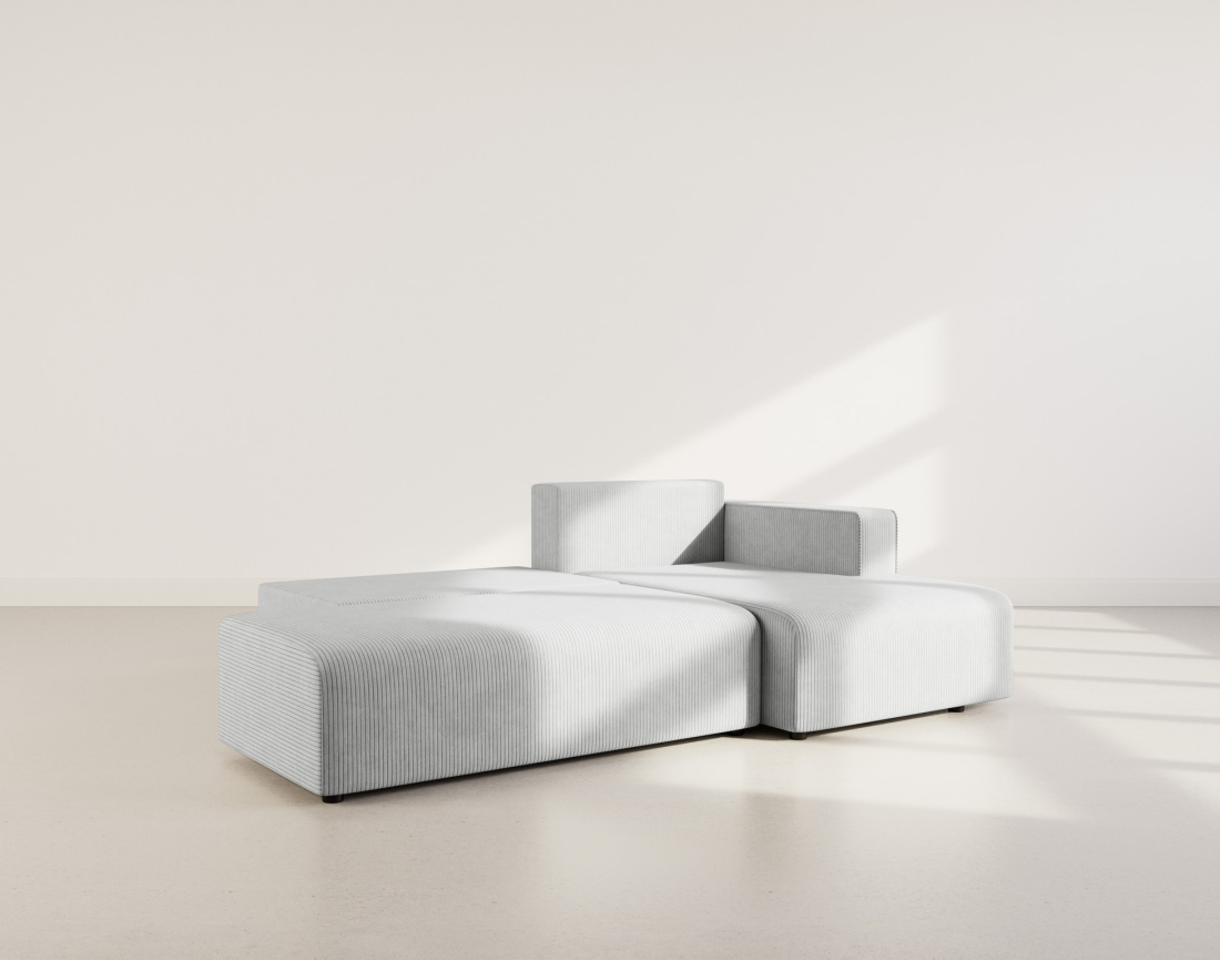 Canapé d'angle droit 4 places convertible avec coffre sans accoudoir en velours côtelé Topaze