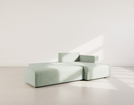 Canapé d'angle droit 4 places convertible avec coffre sans accoudoir en velours côtelé Topaze