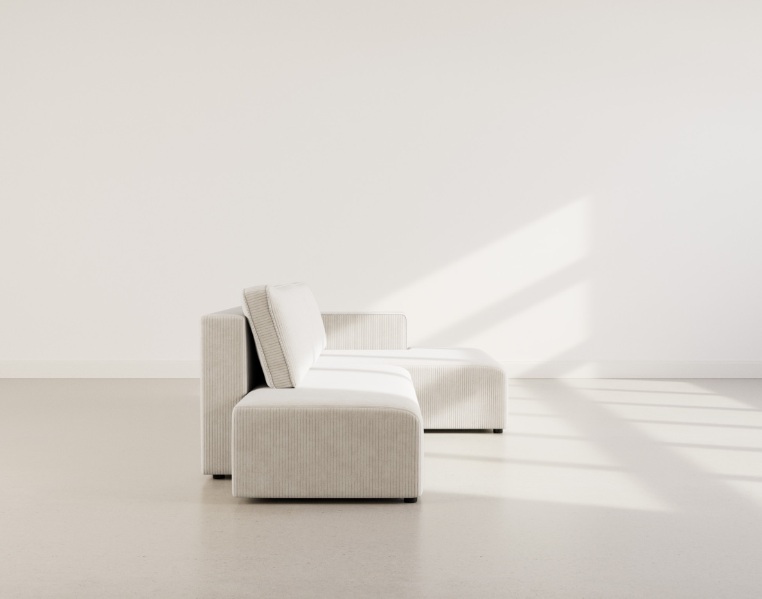 Canapé d'angle droit 4 places convertible avec coffre sans accoudoir en velours côtelé Topaze