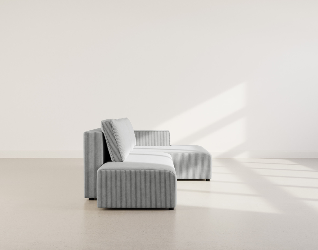 Canapé d'angle droit 4 places convertible avec coffre sans accoudoir en velours côtelé Topaze