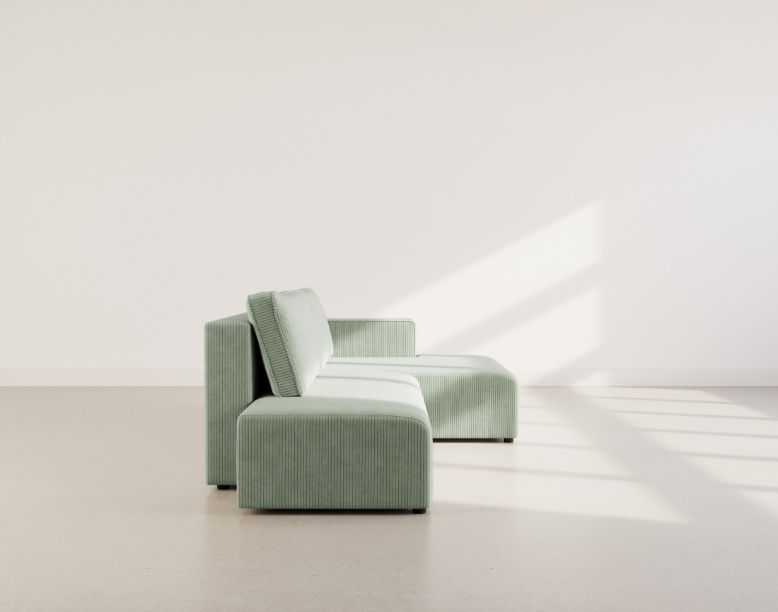 Canapé d'angle droit 4 places convertible avec coffre sans accoudoir en velours côtelé Topaze