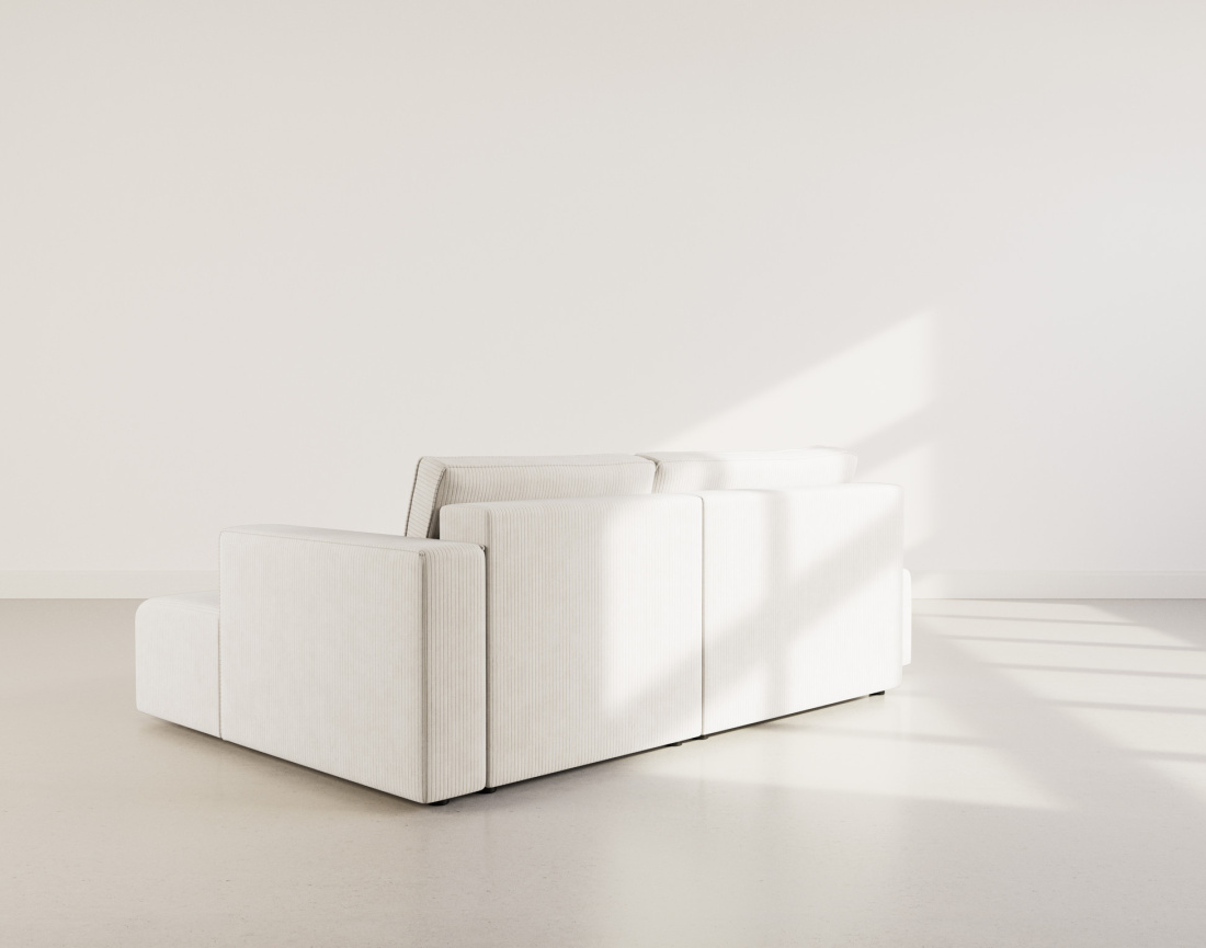 Canapé d'angle droit 4 places convertible avec coffre sans accoudoir en velours côtelé Topaze