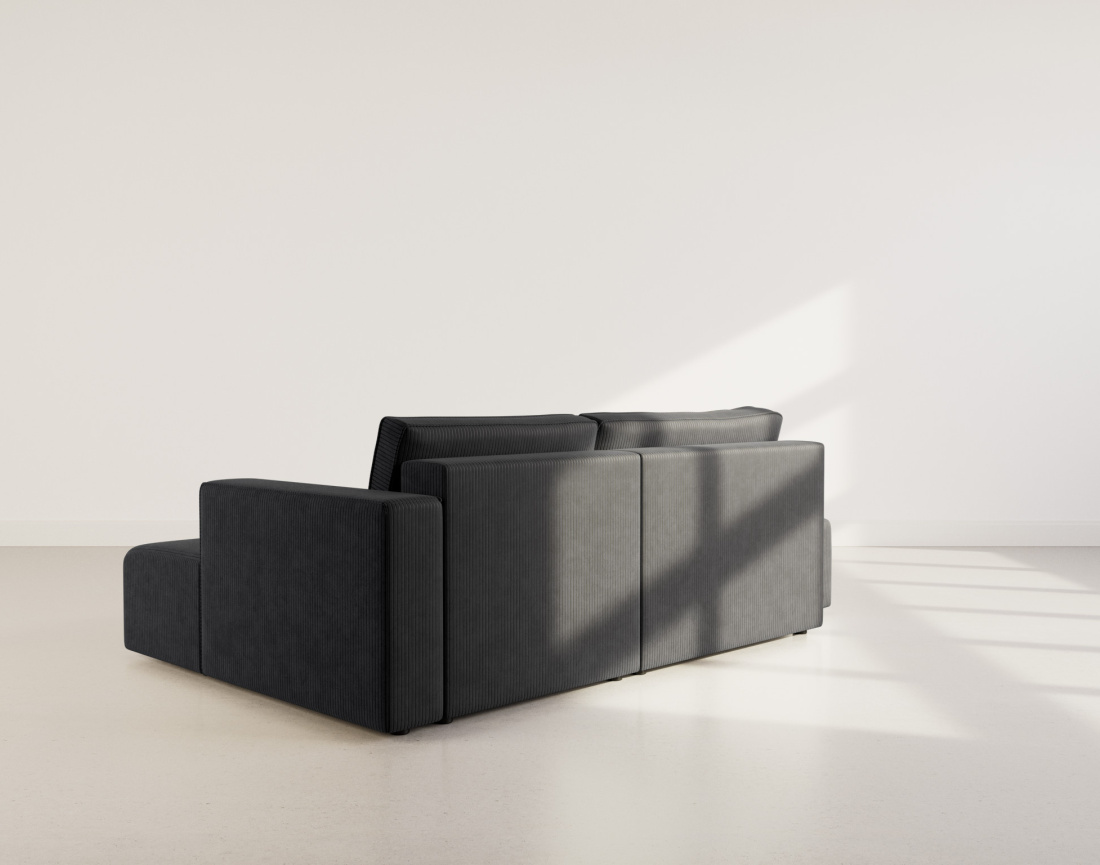 Canapé d'angle droit 4 places convertible avec coffre sans accoudoir en velours côtelé Topaze