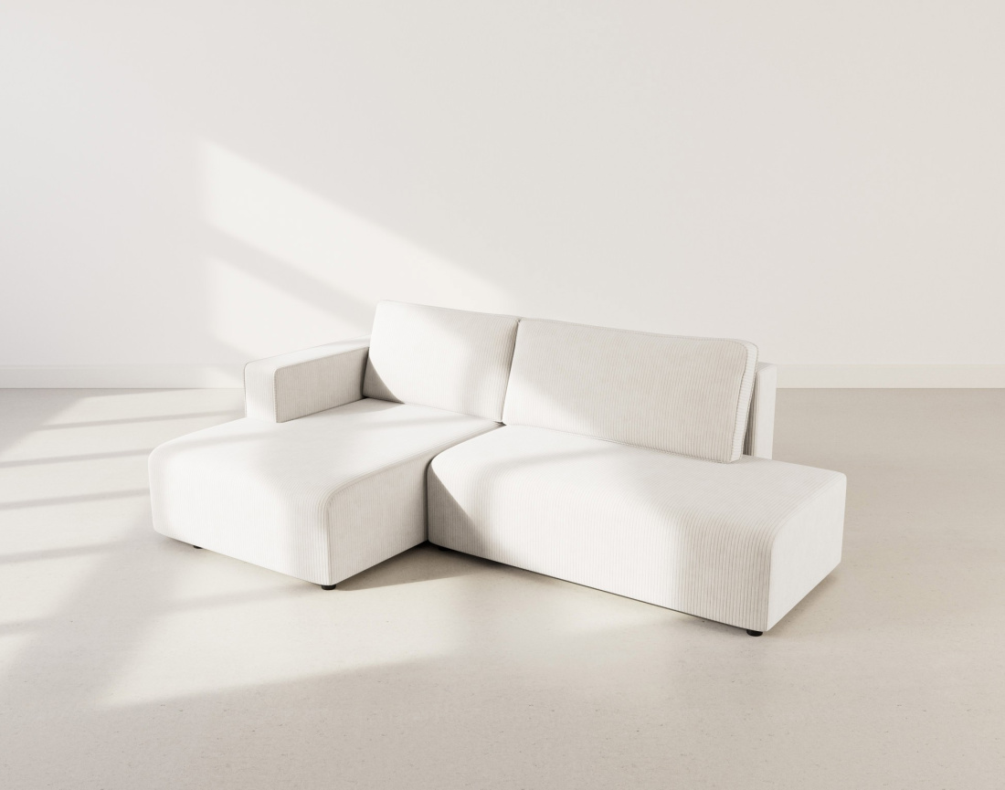 Canapé d'angle gauche 4 places convertible avec coffre sans accoudoir en velours côtelé Topaze