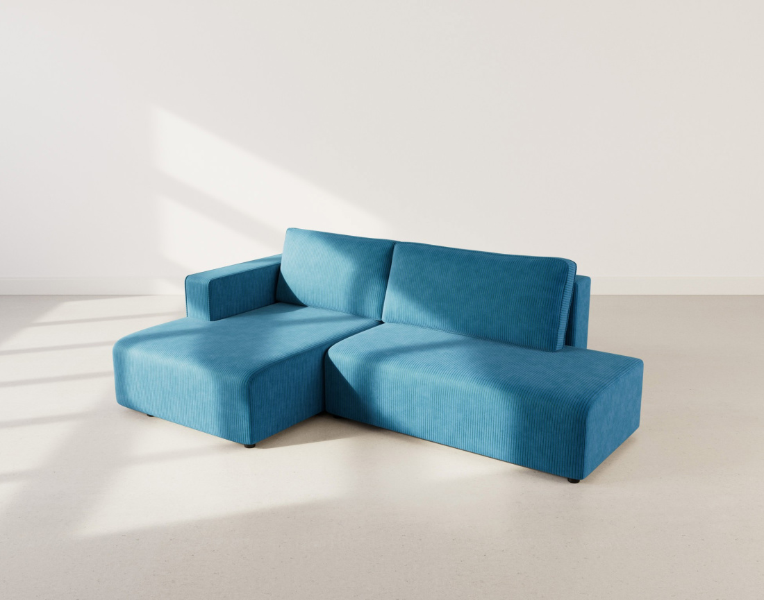Canapé d'angle gauche 4 places convertible avec coffre sans accoudoir en velours côtelé Topaze
