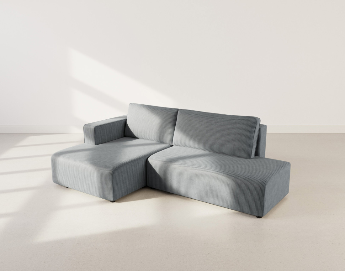 Canapé d'angle gauche 4 places convertible avec coffre sans accoudoir en velours côtelé Topaze