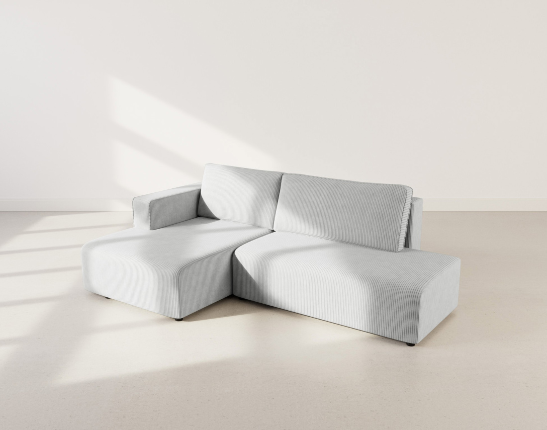 Canapé d'angle gauche 4 places convertible avec coffre sans accoudoir en velours côtelé Topaze