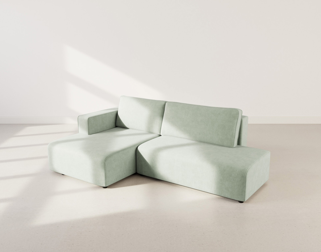 Canapé d'angle gauche 4 places convertible avec coffre sans accoudoir en velours côtelé Topaze