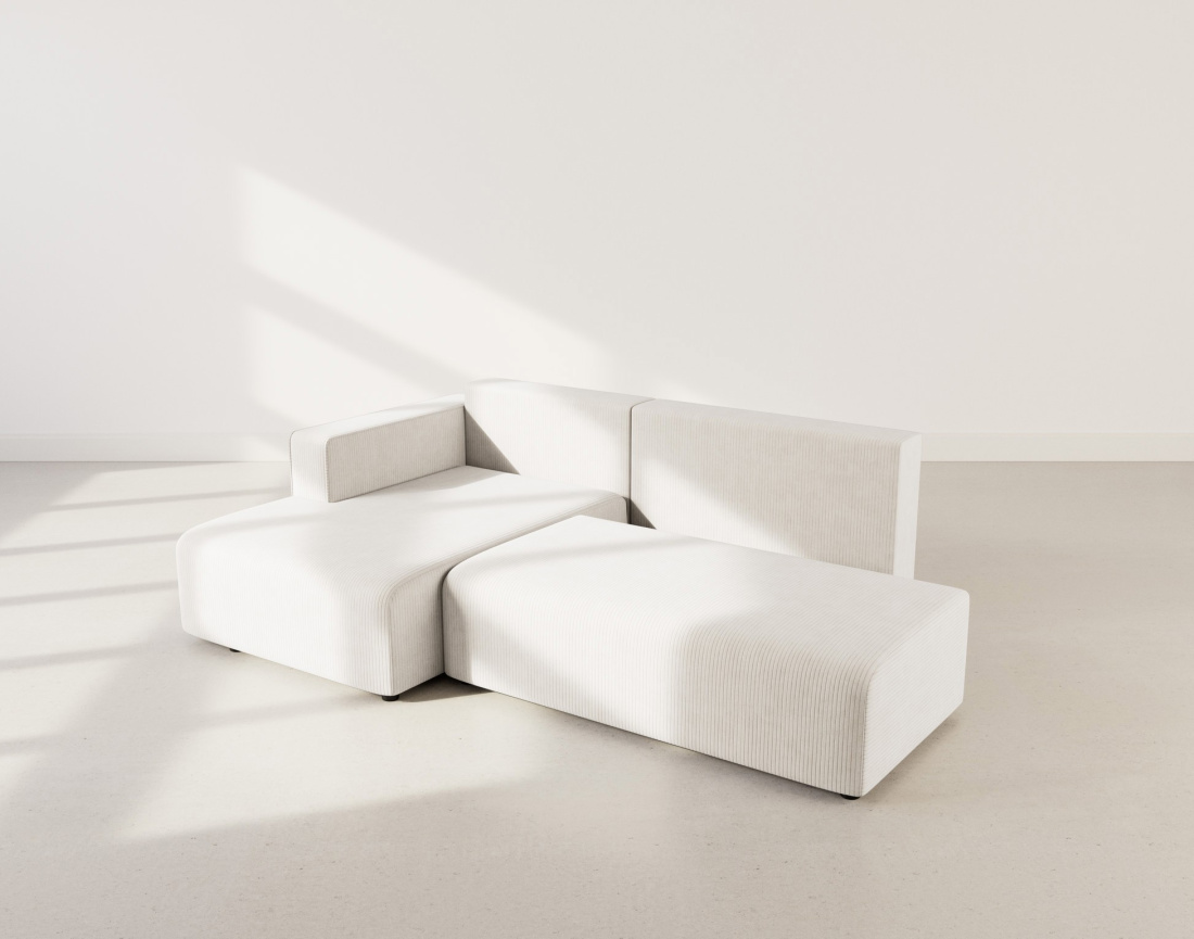 Canapé d'angle gauche 4 places convertible avec coffre sans accoudoir en velours côtelé Topaze