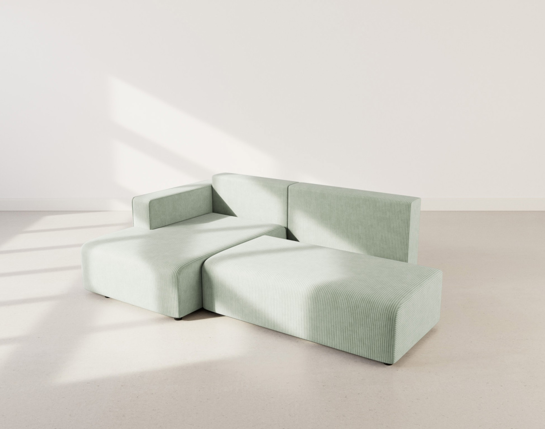 Canapé d'angle gauche 4 places convertible avec coffre sans accoudoir en velours côtelé Topaze