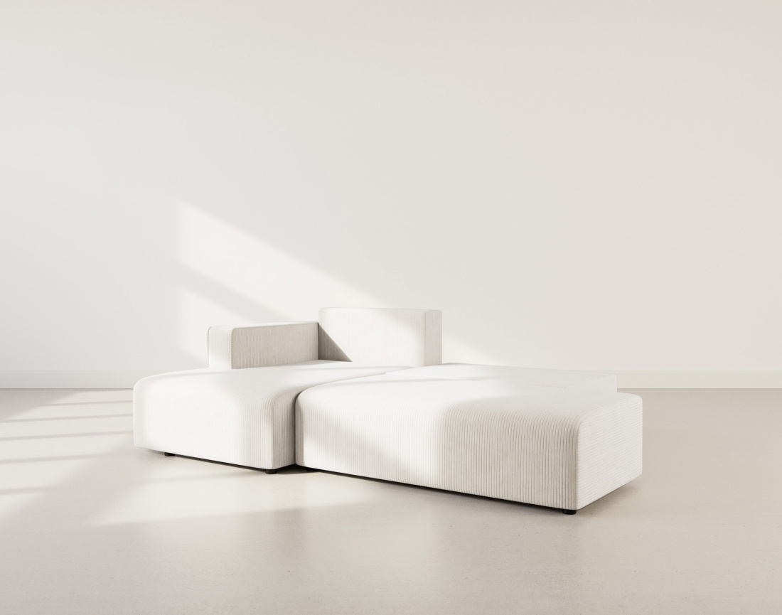 Canapé d'angle gauche 4 places convertible avec coffre sans accoudoir en velours côtelé Topaze