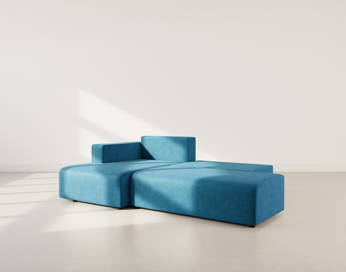 Canapé d'angle gauche 4 places convertible avec coffre sans accoudoir en velours côtelé Topaze