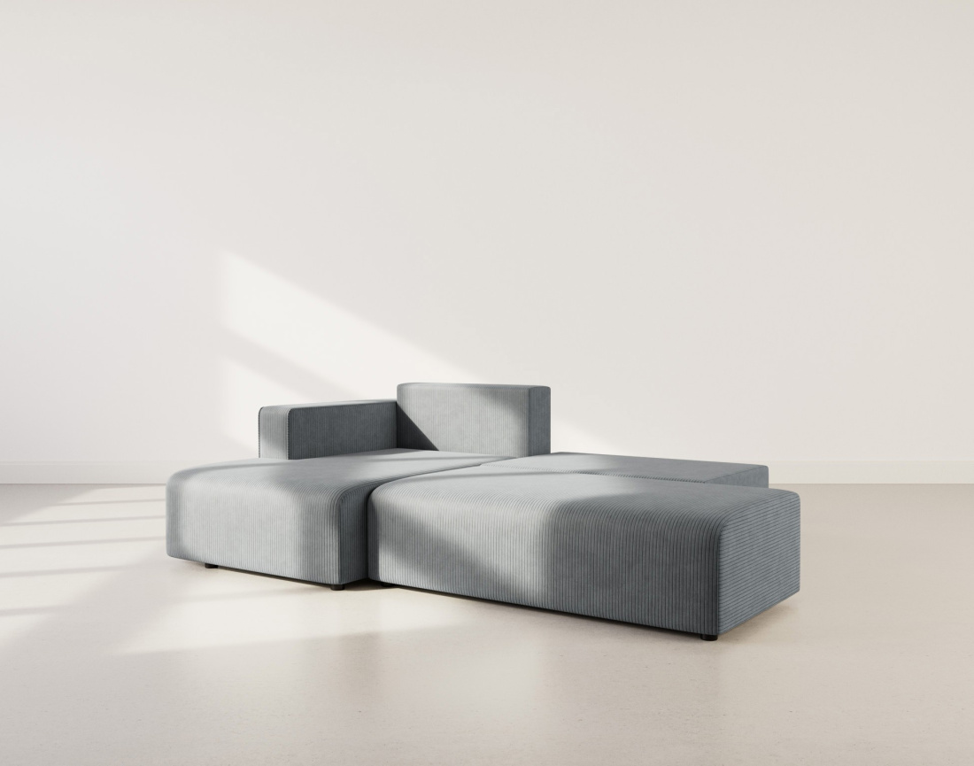 Canapé d'angle gauche 4 places convertible avec coffre sans accoudoir en velours côtelé Topaze