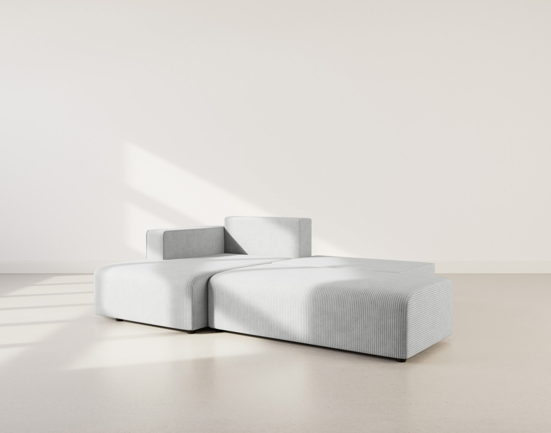 Canapé d'angle gauche 4 places convertible avec coffre sans accoudoir en velours côtelé Topaze