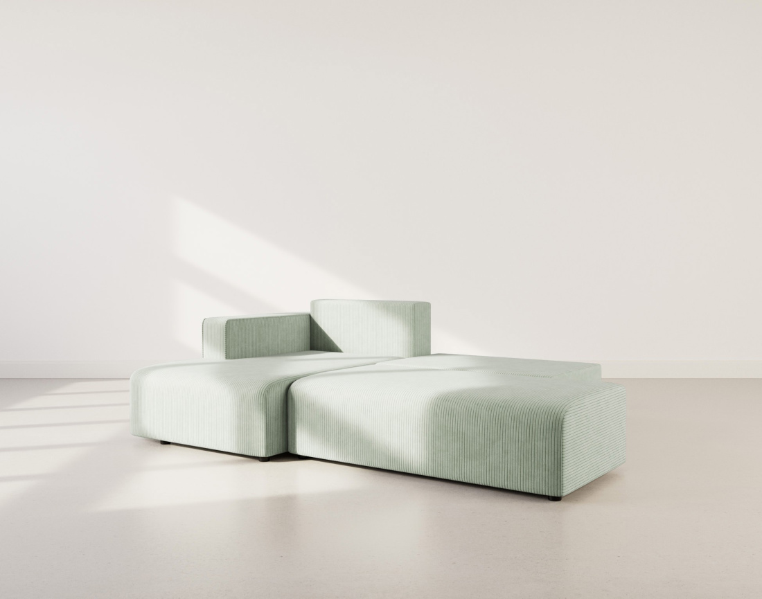 Canapé d'angle gauche 4 places convertible avec coffre sans accoudoir en velours côtelé Topaze