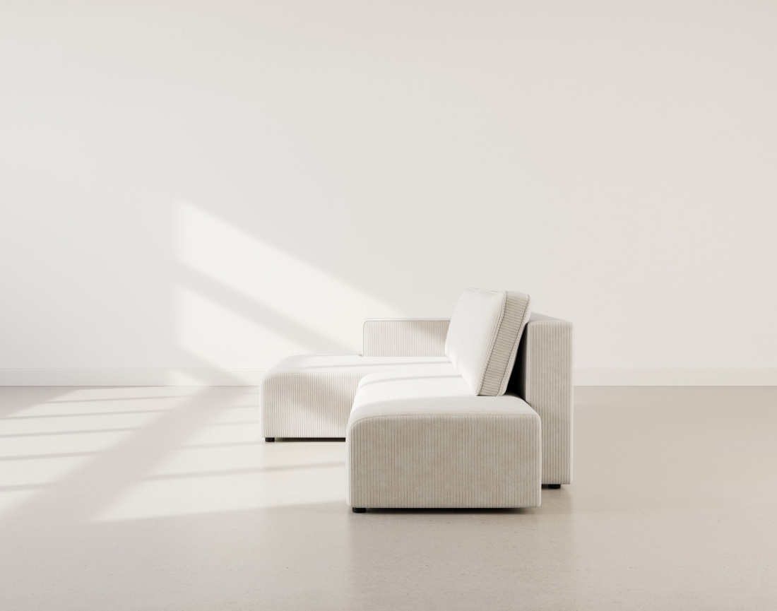 Canapé d'angle gauche 4 places convertible avec coffre sans accoudoir en velours côtelé Topaze