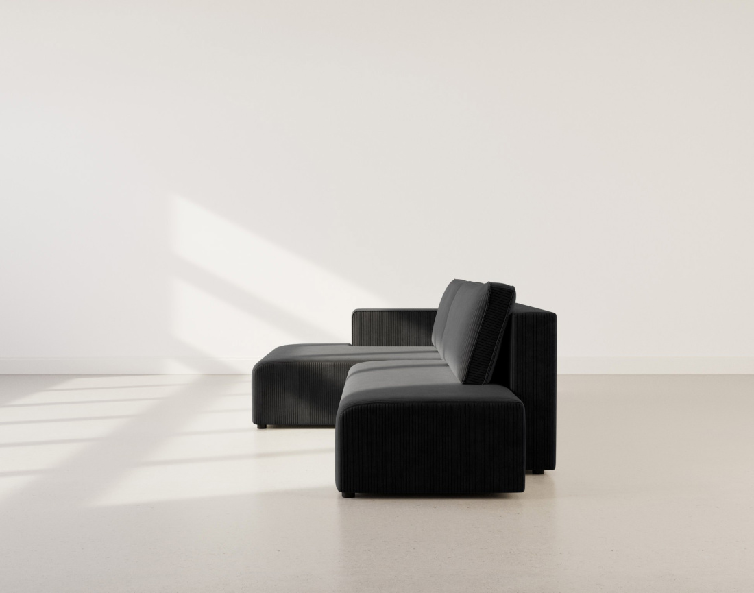 Canapé d'angle gauche 4 places convertible avec coffre sans accoudoir en velours côtelé Topaze