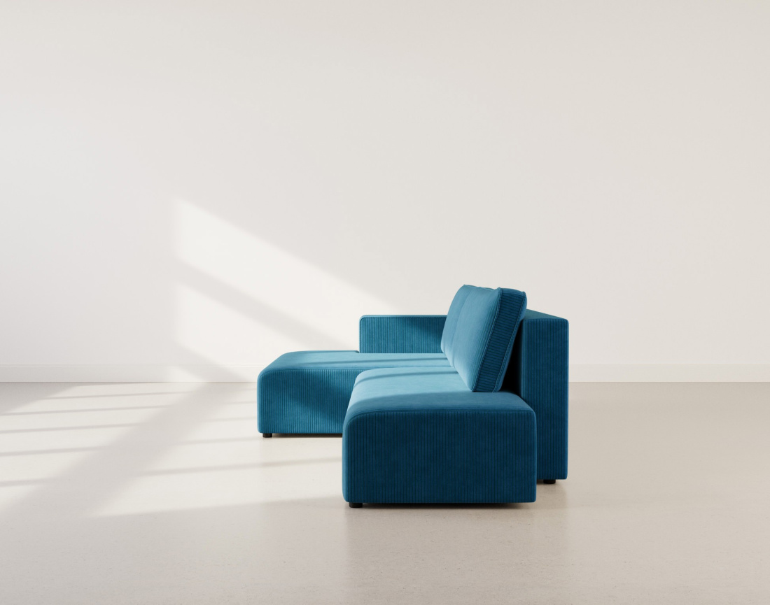 Canapé d'angle gauche 4 places convertible avec coffre sans accoudoir en velours côtelé Topaze